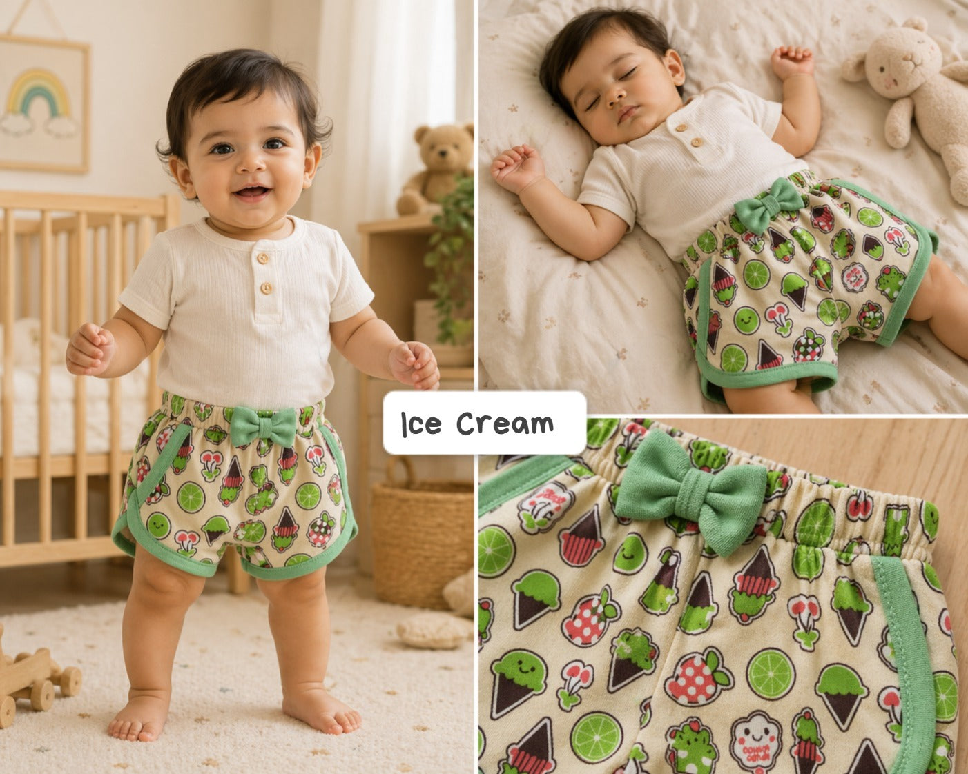 Baby Unisex Bow Shorts  | Suitable for any top | Breathable and Soft fabric