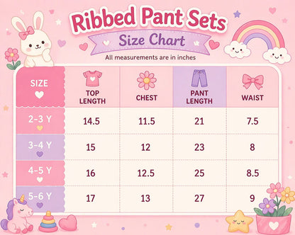 Ribbed Printed Pant Sets | Frill Sleeve Co-ords | 2-6 Years