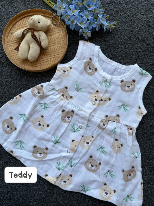 Sleeveless Muslin Frocks 0-6m