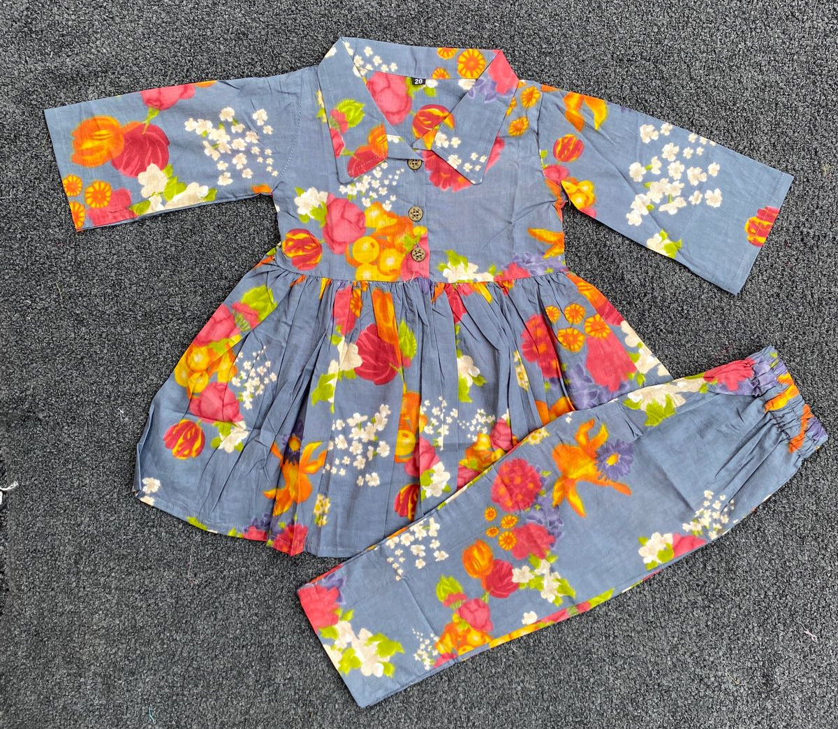 Summer Cotton Coords |Vintage Floral Blue Print | 1 to 9yrs| Indian Prints |Pure Aesthetic collection