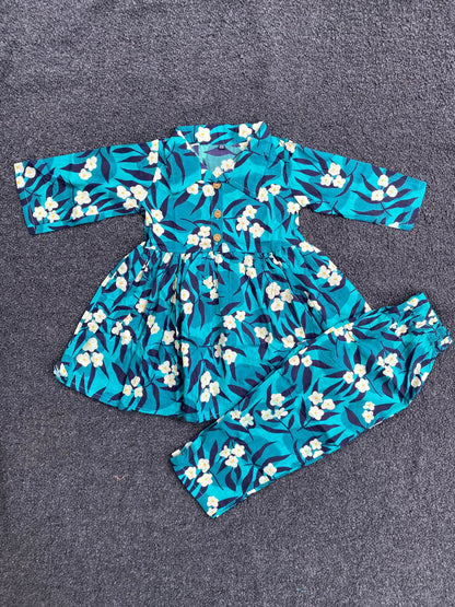 Summer Cotton Coords |Blue tropical Floral | 1 to 9yrs| Indian Prints |Pure Aesthetic collection (Copy)