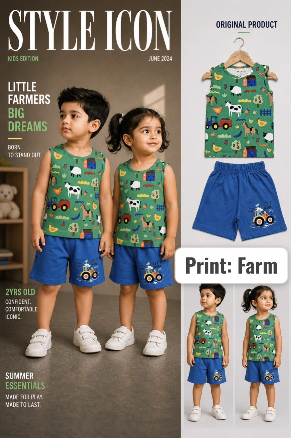 Summer Sleeveless Unisex Coords | 1-3yrs| Soft and breathable Fabric | Best Buy