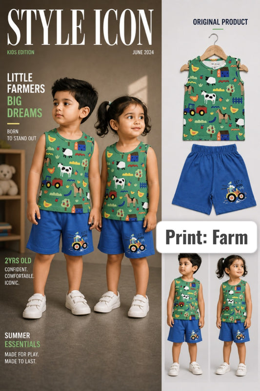 Summer Sleeveless Unisex Coords | 1-3yrs| Soft and breathable Fabric | Best Buy