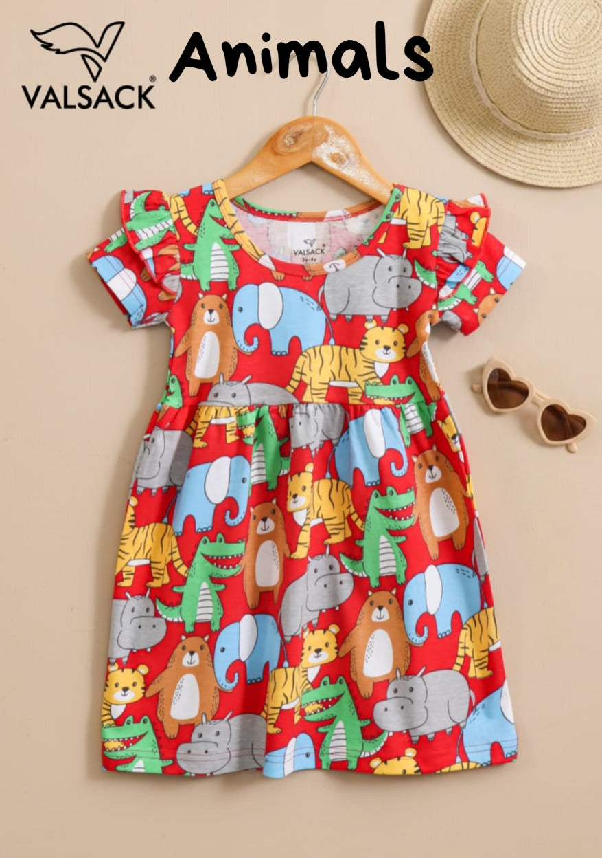 Summer Frill Sleeve Frocks | 2-8 yrs| Soft Fabric