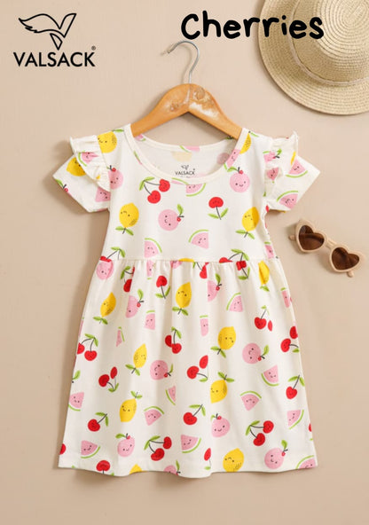 Summer Frill Sleeve Frocks | 2-8 yrs| Soft Fabric