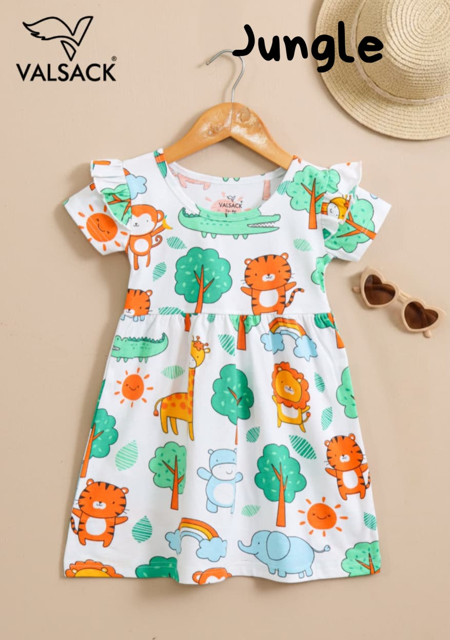 Summer Frill Sleeve Frocks | 2-8 yrs| Soft Fabric