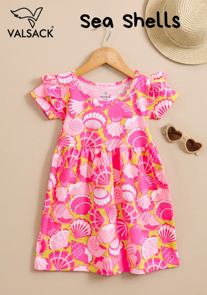 Summer Frill Sleeve Frocks | 2-8 yrs| Soft Fabric