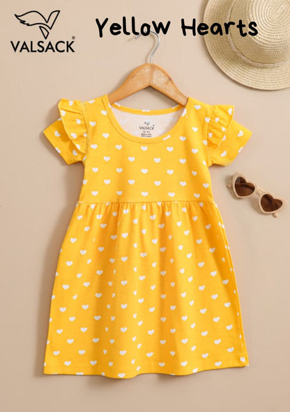Summer Frill Sleeve Frocks | 2-8 yrs| Soft Fabric