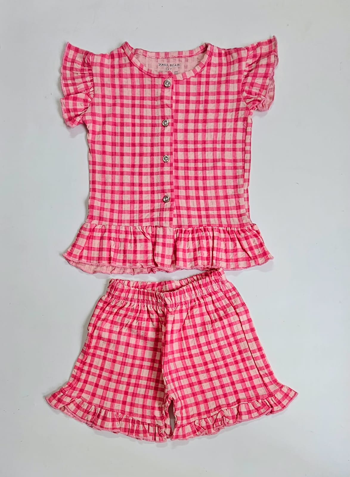 Front Open Ribbed Cotton Frill Short Sets | Comfy & Easy Wear |2-6yrs