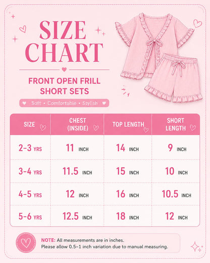 Front Open Ribbed Cotton Frill Short Sets | Comfy & Easy Wear |2-6yrs
