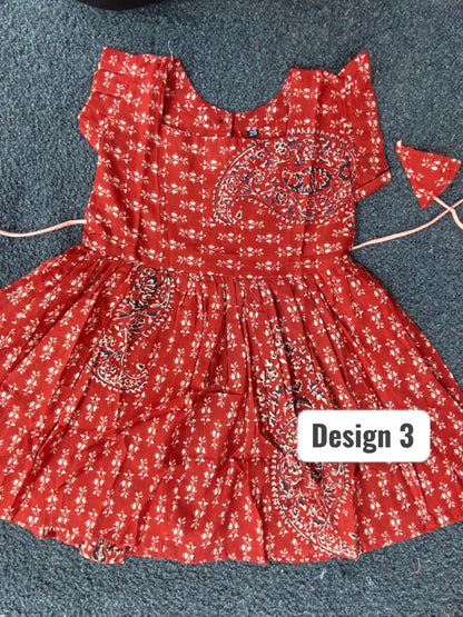 1-2yrs | Cotton Frill Sleeve Frocks with Adjustable threads