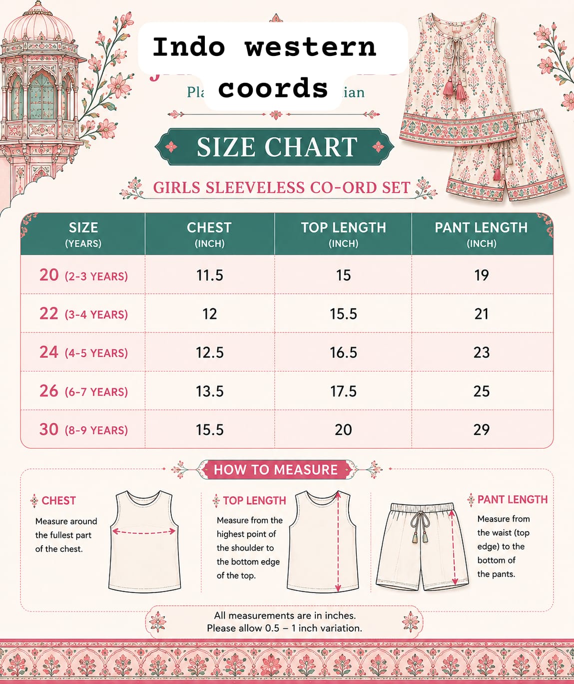 Indo Western Sleeveless Coords | 2yr to 9yrs | Trendy Outfits