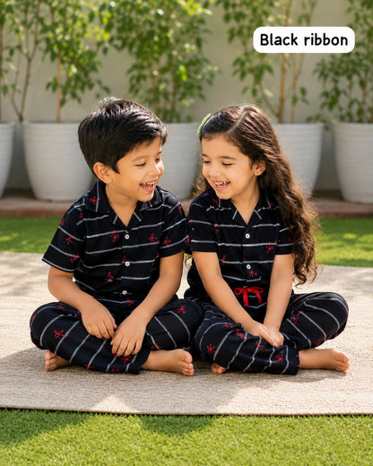 Cotton collar pyjama Sets | summer night suits 1yr to 5yrs