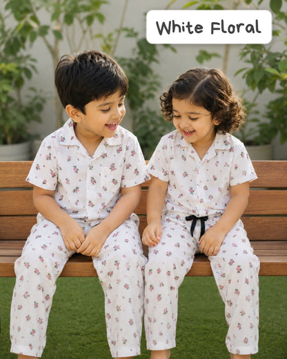 Cotton collar pyjama Sets | summer night suits 1yr to 5yrs