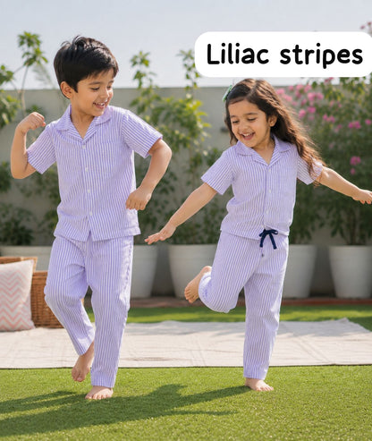 Cotton collar pyjama Sets | summer night suits 1yr to 5yrs