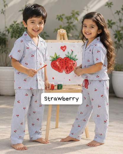 Cotton collar pyjama Sets | summer night suits 1yr to 5yrs