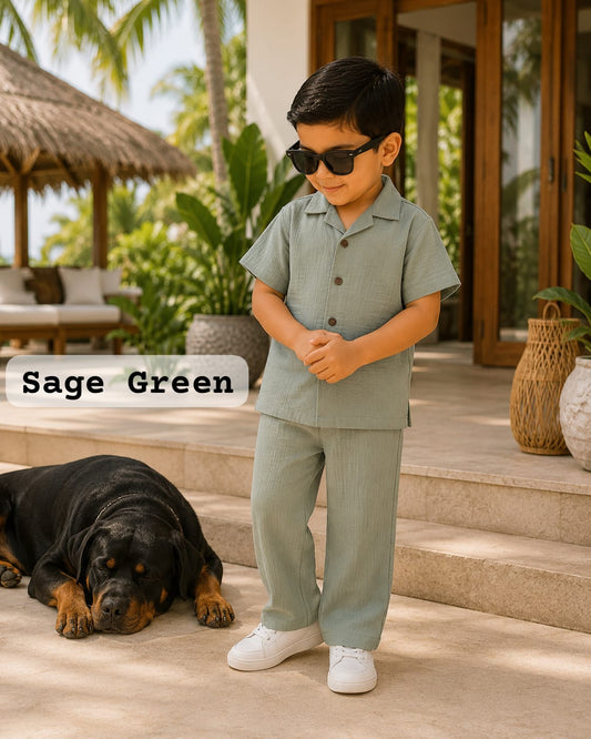 Boys Muslin coord sets| summer boys full pant sets | 6m to 5yrs