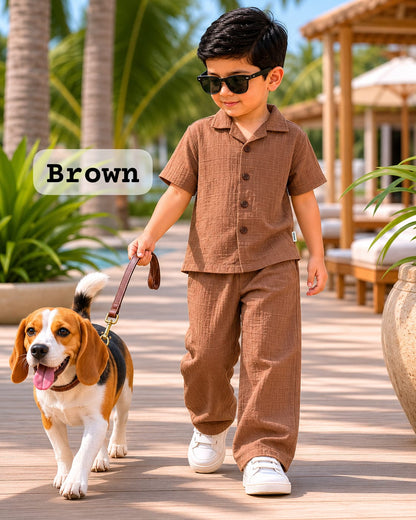 Boys Muslin coord sets| summer boys full pant sets | 6m to 5yrs