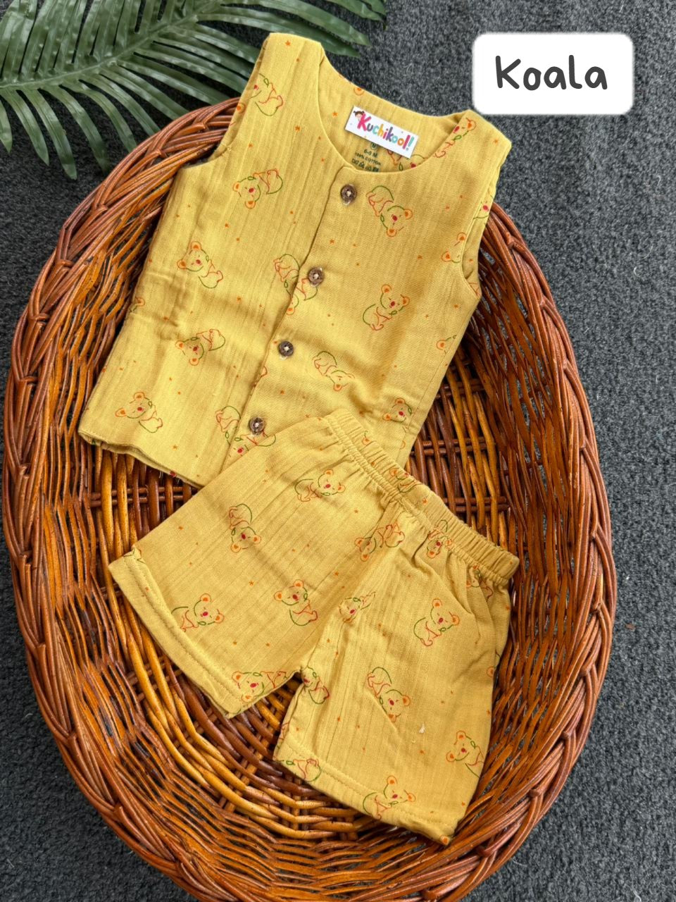 Front Open Sleeveless Muslin Short Sets | 0-1yr