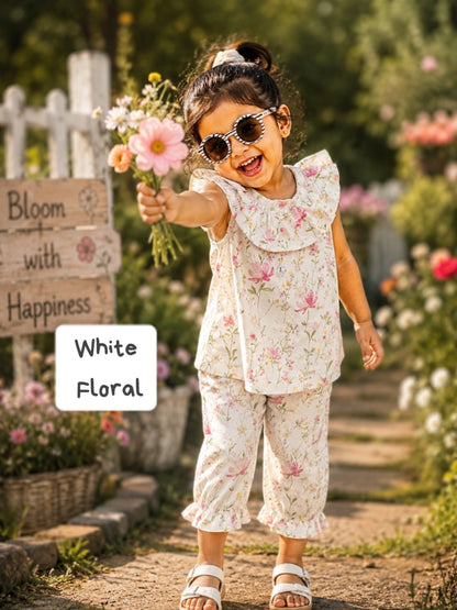 Girls Sleeveless Capri Frill sets | 2 -6yrs
