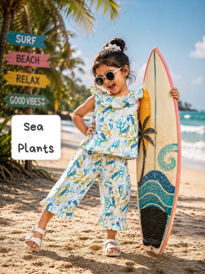 Girls Sleeveless Capri Frill sets | 2 -6yrs