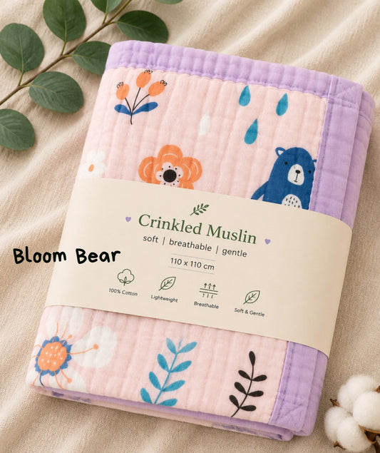 6 Layer Crinkled Muslin blankets | 110*110cms | Premium Muslin