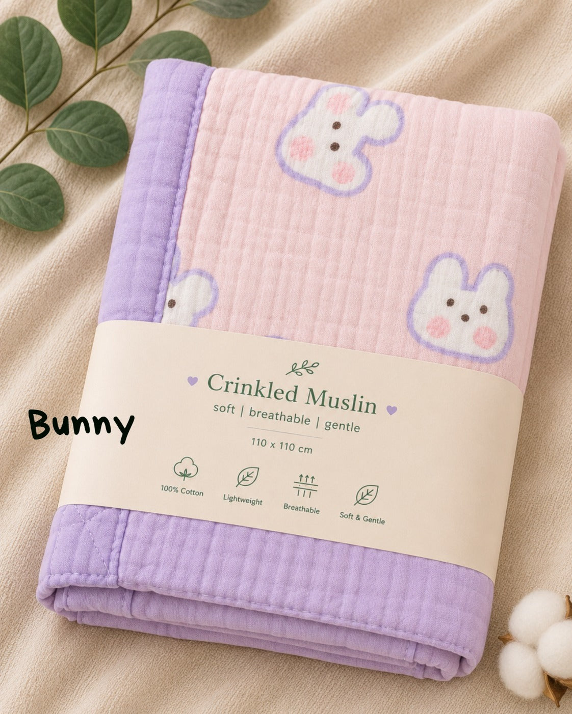 6 Layer Crinkled Muslin blankets | 110*110cms | Premium Muslin