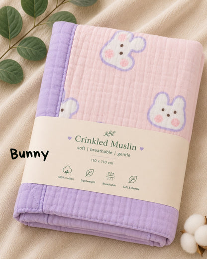 6 Layer Crinkled Muslin blankets | 110*110cms | Premium Muslin