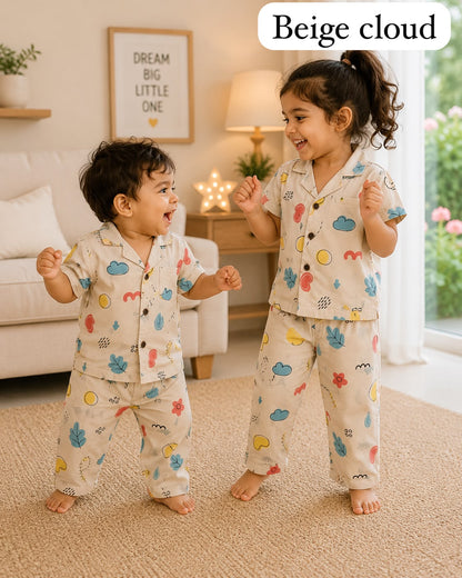Unisex cotton Collar Pyjama Sets | 18m to 5yrs