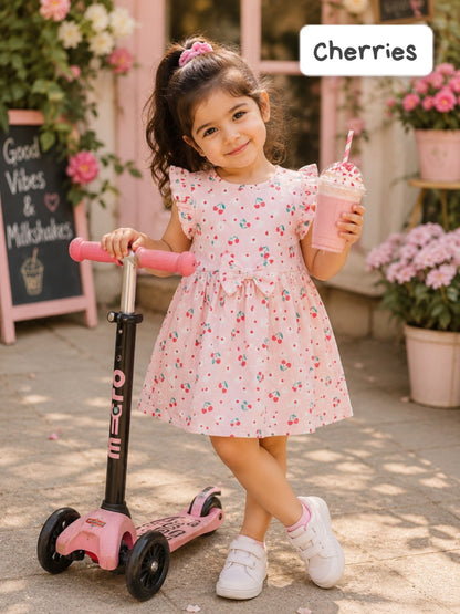 Ribbed Cotton Bow Frocks | 12m to 3yrs