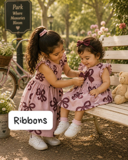 Ribbed Cotton Bow Frocks | 12m to 3yrs