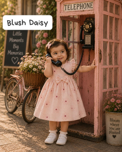 Ribbed Cotton Bow Frocks | 12m to 3yrs