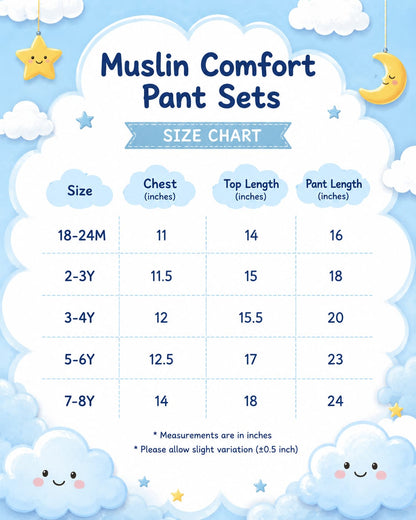 Muslin Comfort Sets for Boys 1yr to 7yrs | soft as Cloud