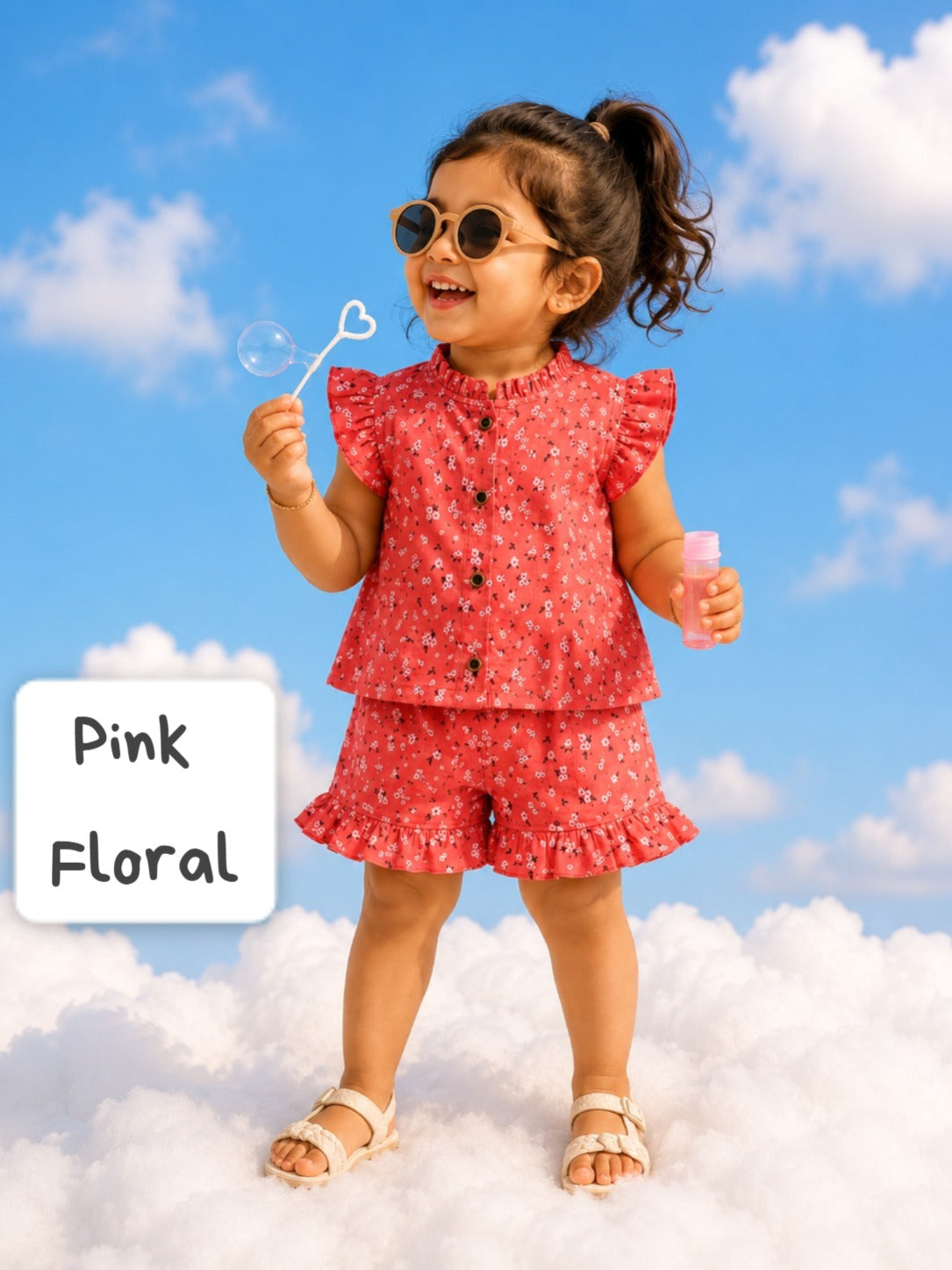 Ruffled Chinese Neck Muslin Sets for 1yr to 3yrs