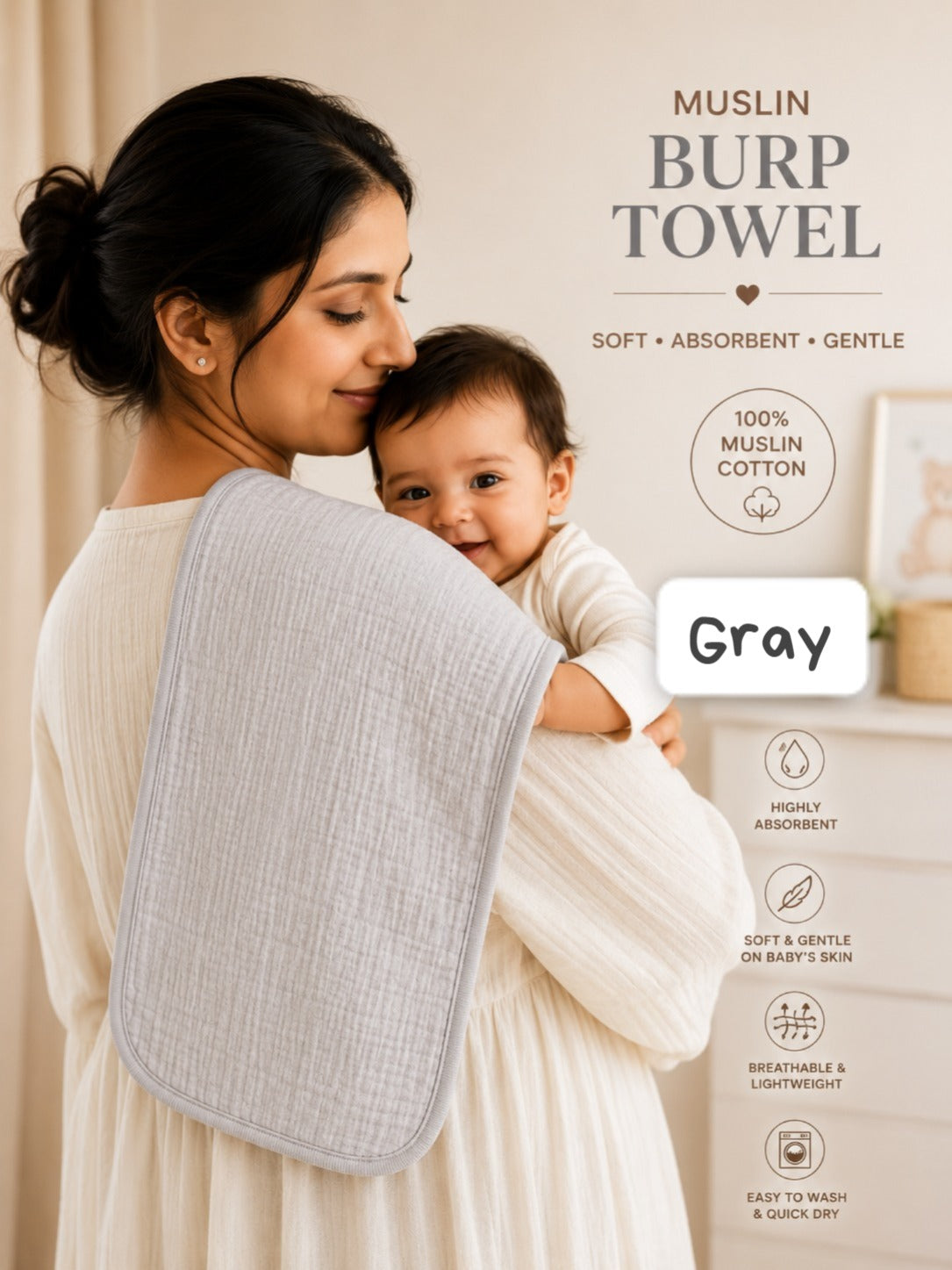 Muslin Pure Burp Towel (0-6 Months)