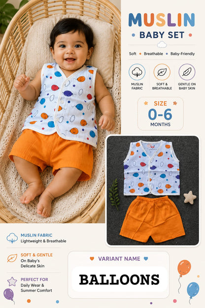 Muslin Baby Set Unisex 0-6m