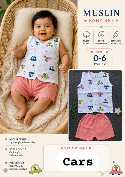 Muslin Baby Set Unisex 0-6m