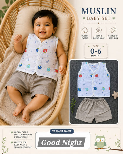 Muslin Baby Set Unisex 0-6m