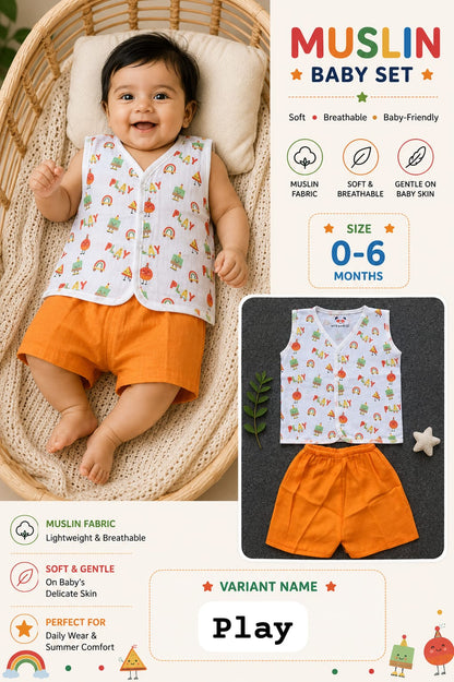 Muslin Baby Set Unisex 0-6m
