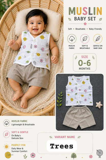 Muslin Baby Set Unisex 0-6m