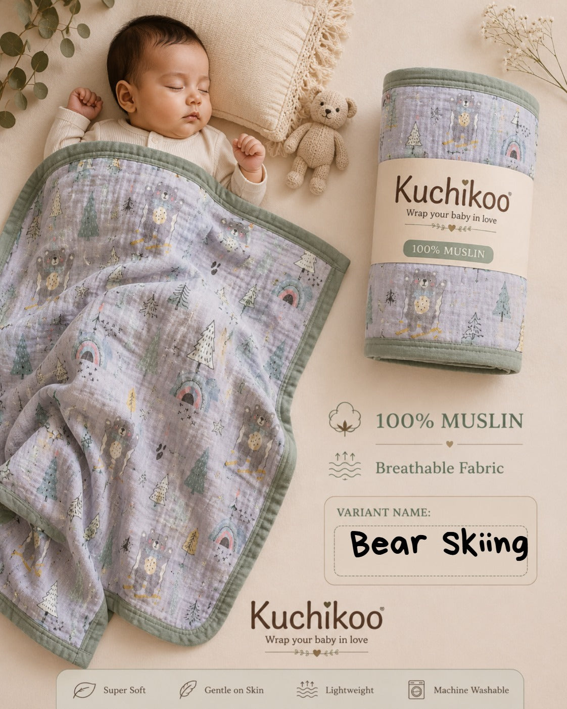 6 Layer Crinkled Muslin blankets | 110*110cms | Premium Muslin