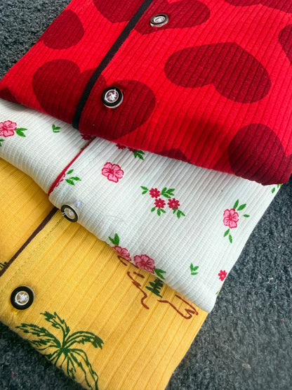 Ribbed Cotton Collar Night Suits | Soft and Cozy | 1y-3yrs