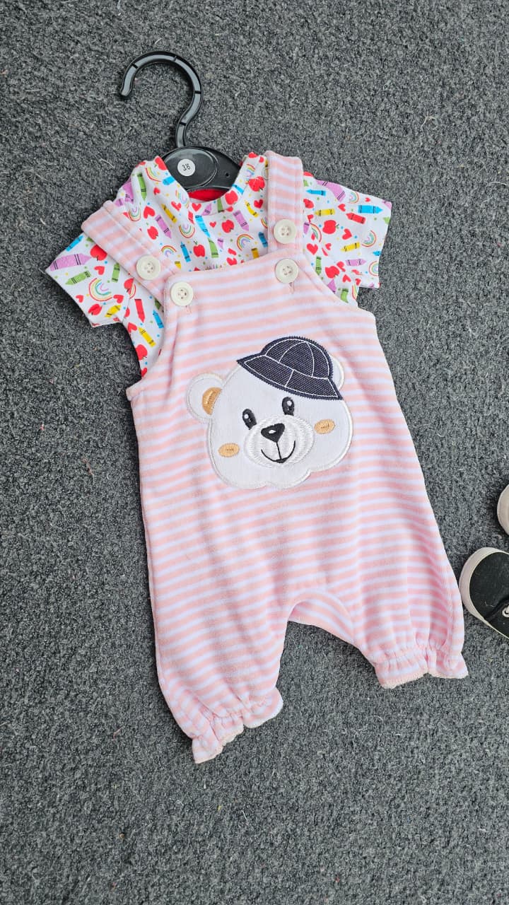 Baby velour Dungaree Sets for  0-1yr | Playful and Comfort Edition