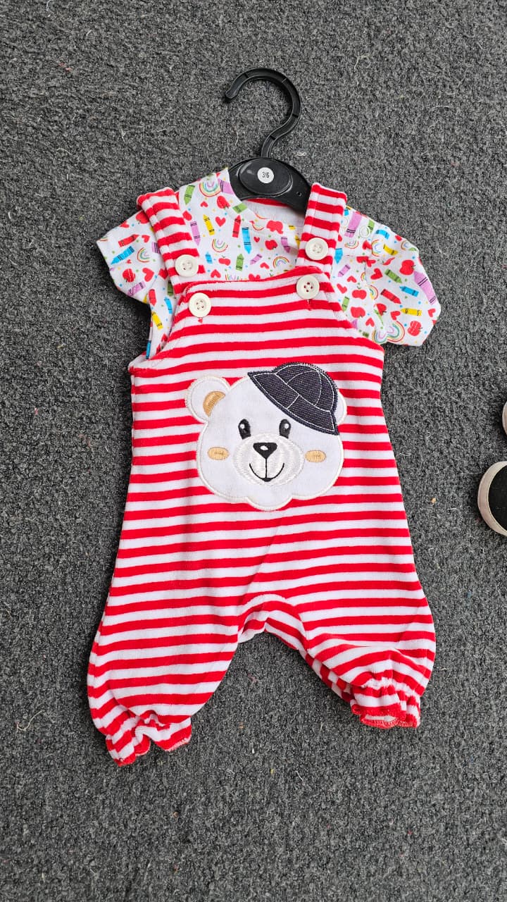 Baby velour Dungaree Sets for  0-1yr | Playful and Comfort Edition
