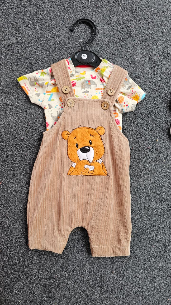 Baby velour Dungaree Sets for  0-1yr | Playful and Comfort Edition