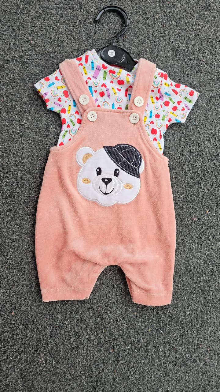 Baby velour Dungaree Sets for  0-1yr | Playful and Comfort Edition