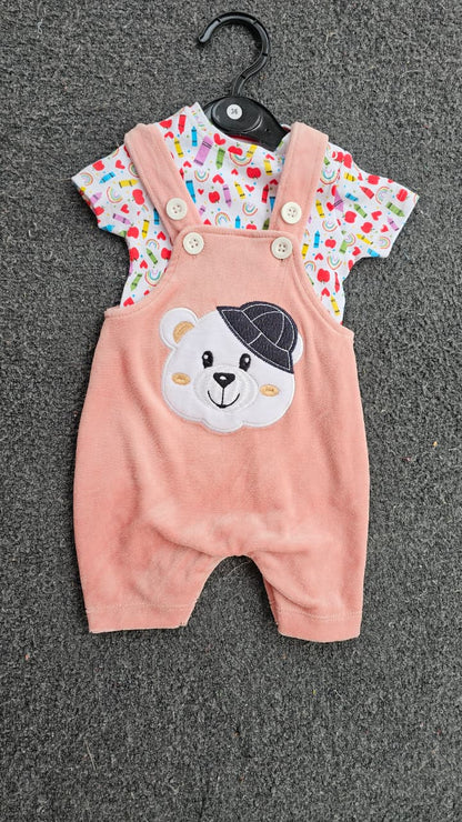 Baby velour Dungaree Sets for  0-1yr | Playful and Comfort Edition