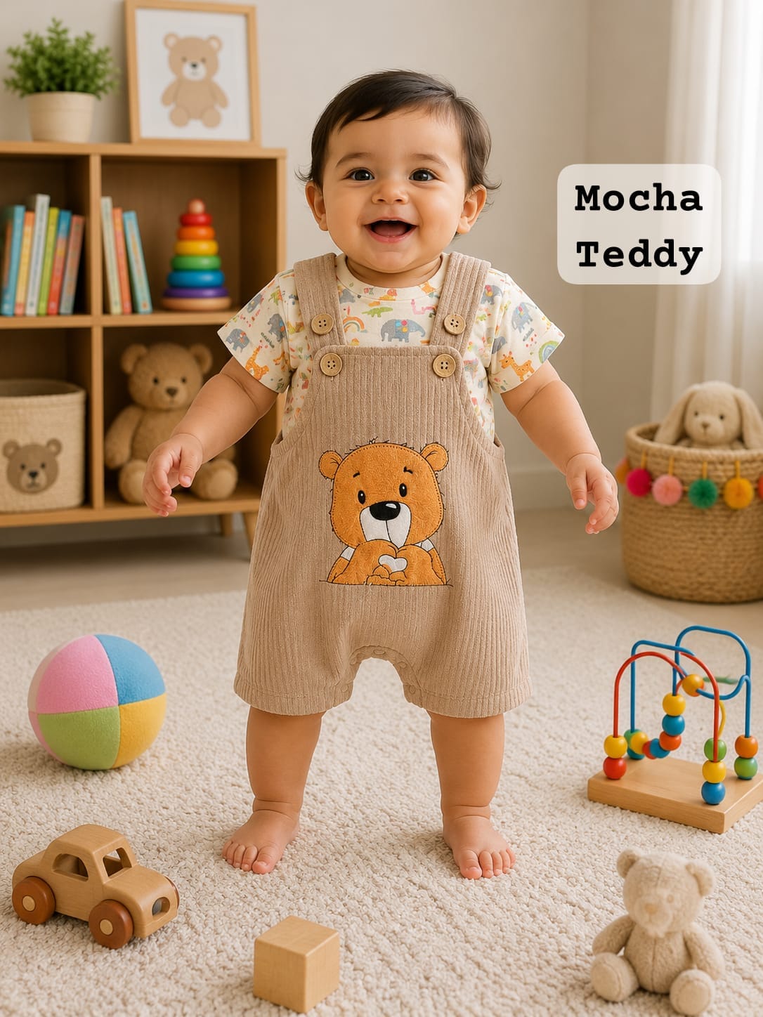 Baby velour Dungaree Sets for  0-1yr | Playful and Comfort Edition