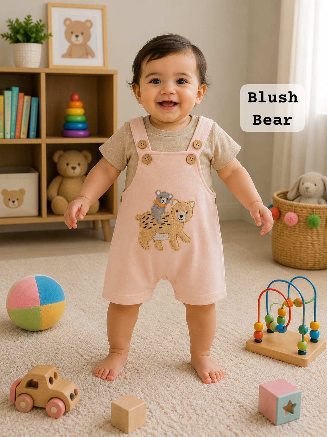 Baby velour Dungaree Sets for  0-1yr | Playful and Comfort Edition