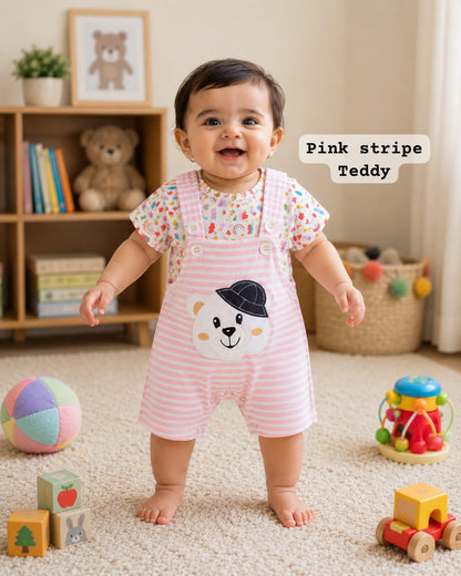 Baby velour Dungaree Sets for  0-1yr | Playful and Comfort Edition
